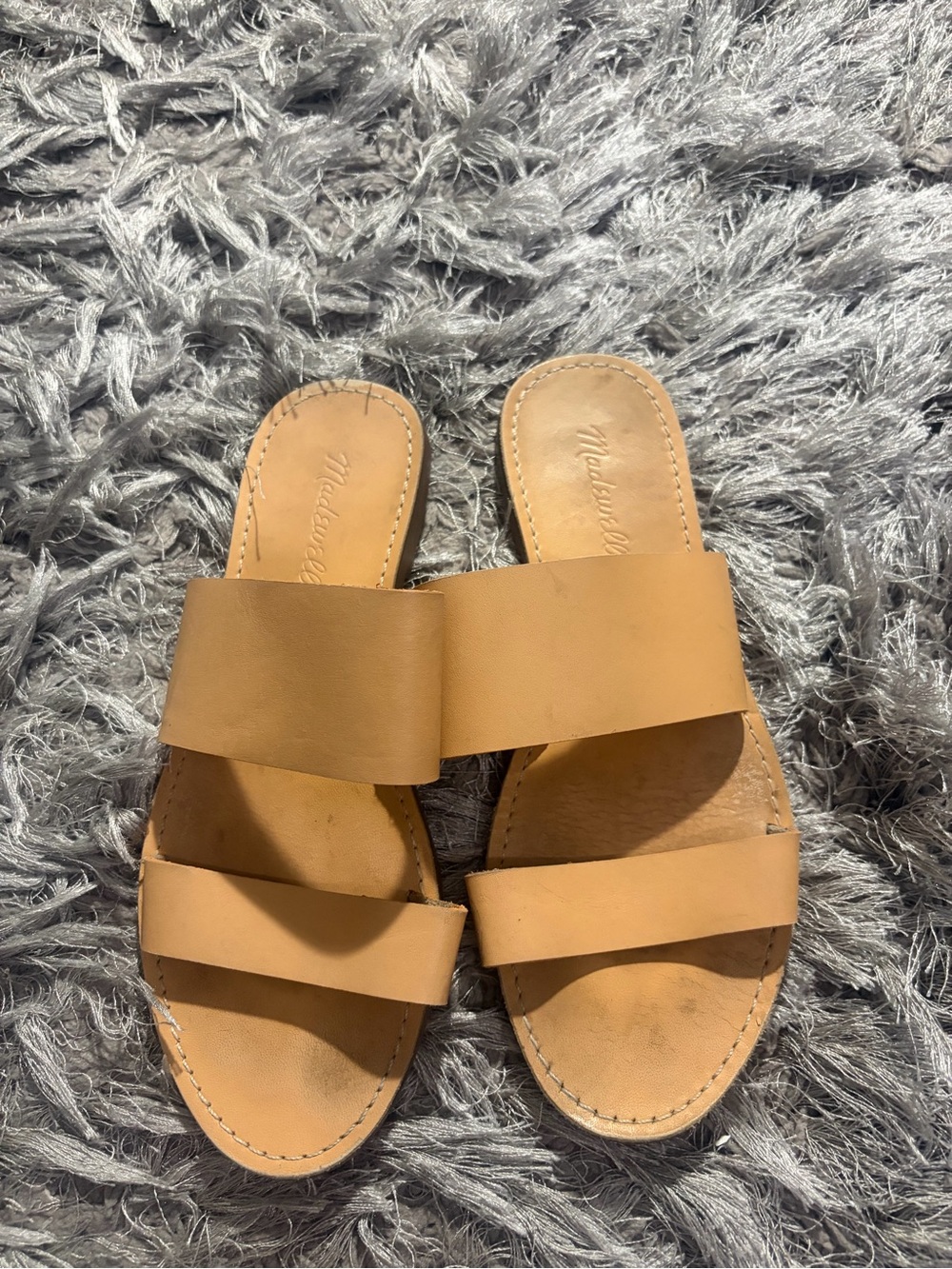 Madewell Tan Double-Strap Slide Sandals